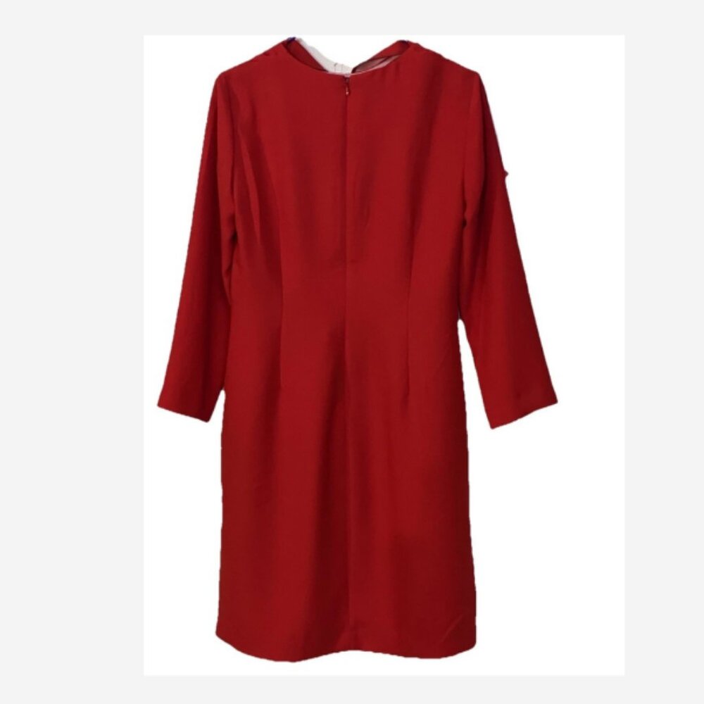 Banana Republic Dress Ruffled Sheath Women’s Size 8 Red Hidden Back Zipper Poly - Picture 3 of 4